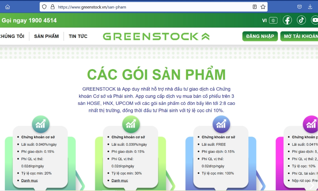 Trang web greenstock.