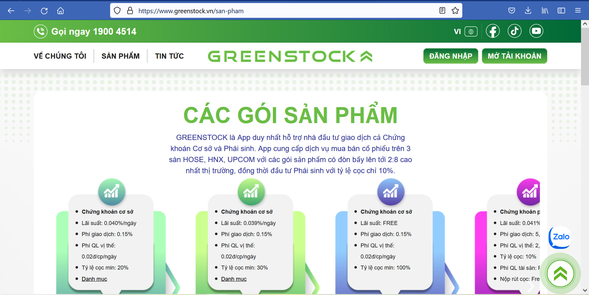 Trang web greenstock.