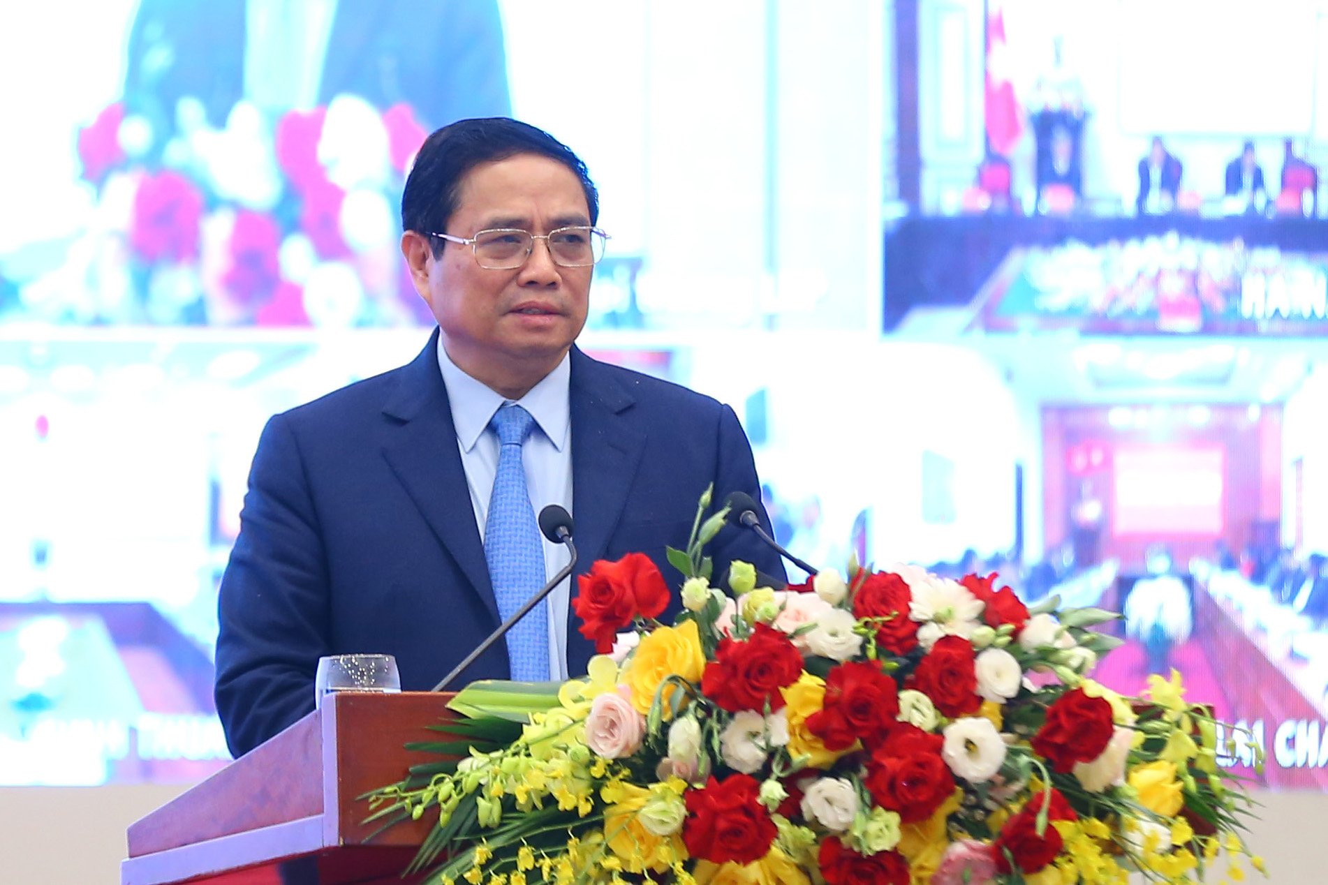 Thủ tướng Chính phủ Phạm Minh Chính phát biểu tại hội nghị. Ảnh - Tống Giáp.  