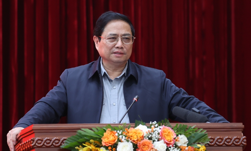 Thủ tướng phát biểu tại cuộc làm việc với lãnh đạo tỉnh Cao Bằng chiều 16/1 - Ảnh: VGP