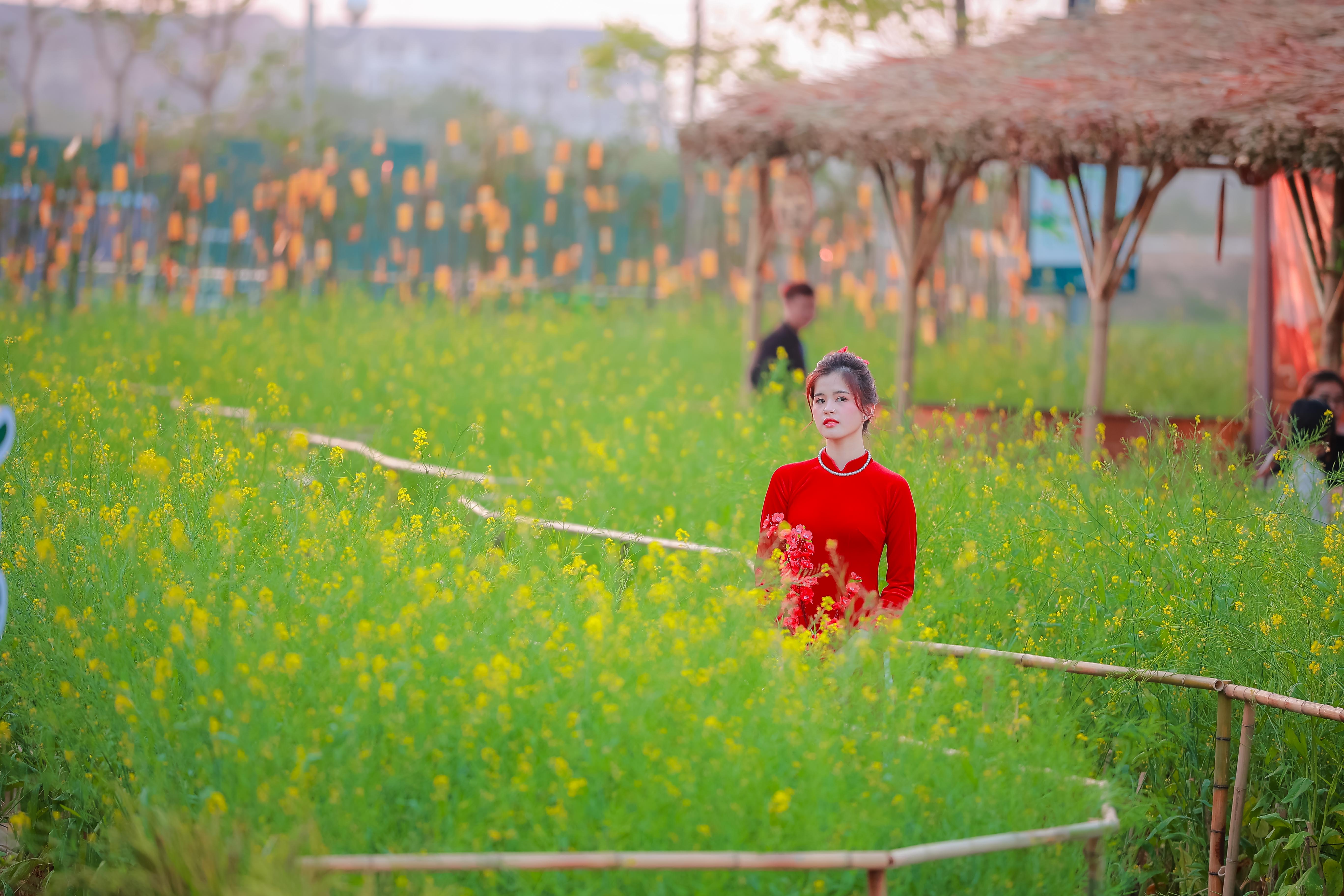 Người Hà Nội diện áo dài trẩy hội hoa xuân tại Home Hanoi Xuan 2023 - Ảnh 9