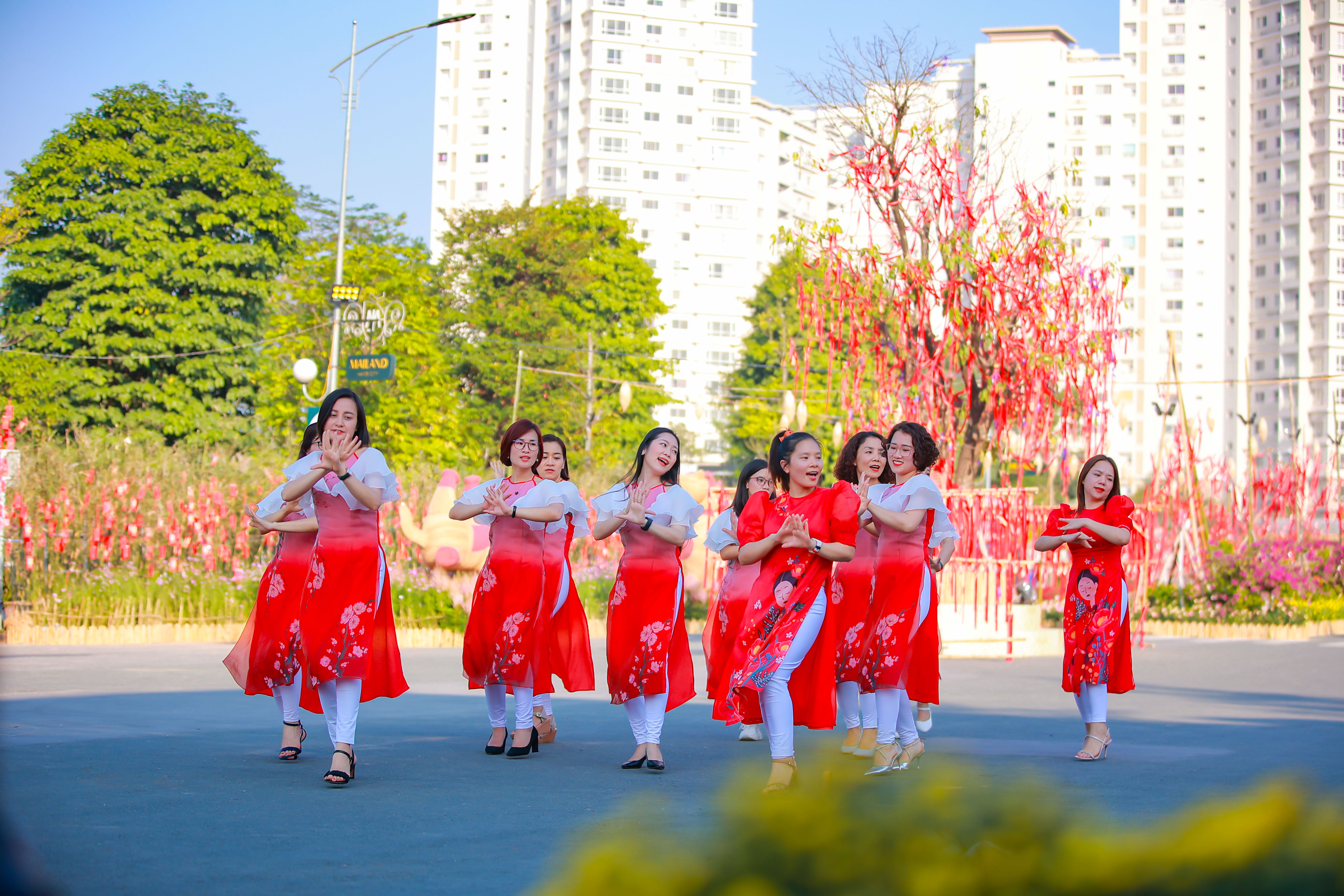 Người Hà Nội diện áo dài trẩy hội hoa xuân tại Home Hanoi Xuan 2023 - Ảnh 4