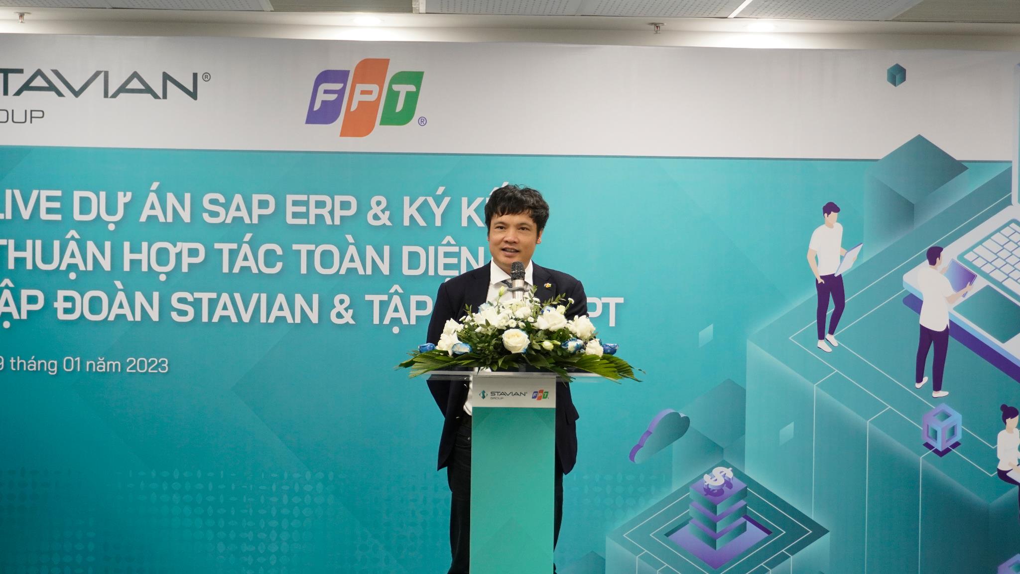 Ông Nguyễn Văn Khoa - Tổng Giám đốc Tập đoàn FPT tin tưởng sự hợp tác giữa hai doanh nghiệp sẽ thúc đẩy mạnh mẽ quá trình số hóa cho Stavian.