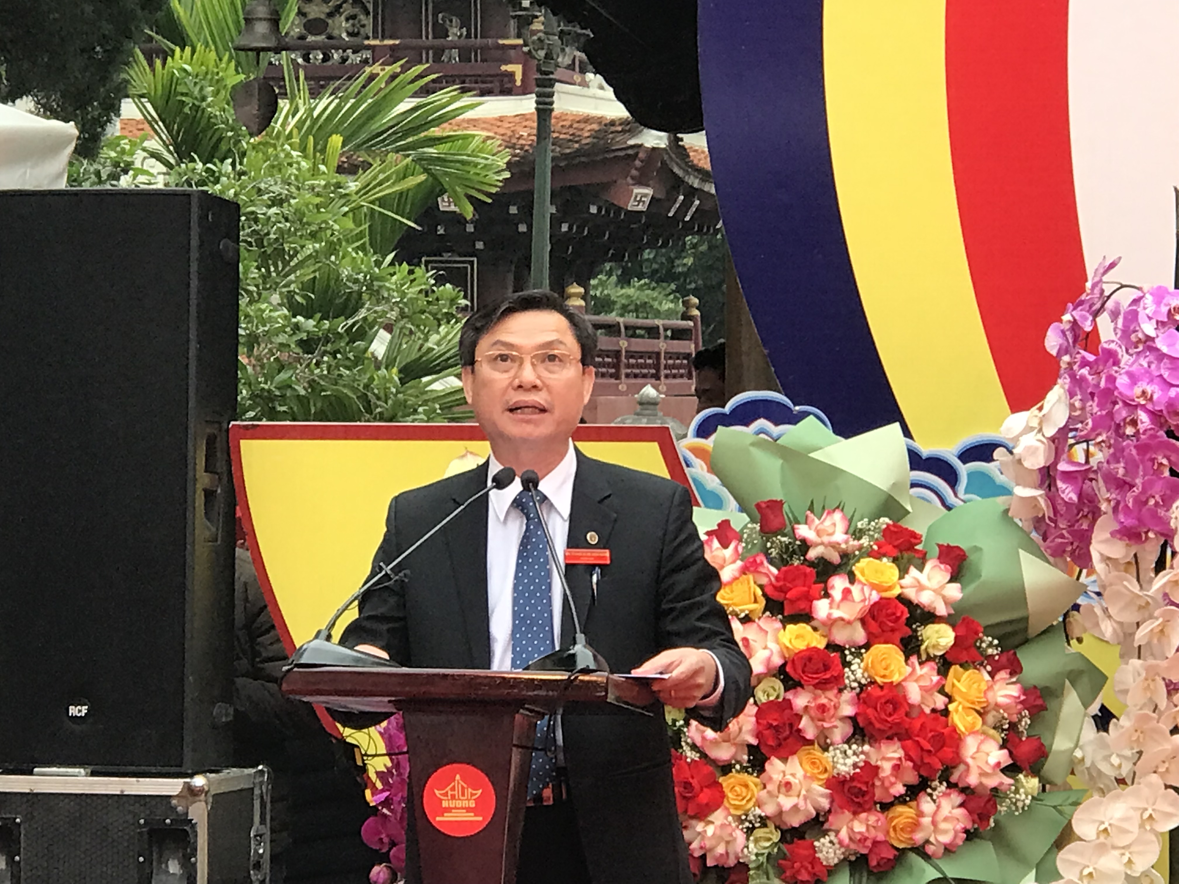 &Ocirc;ng Đặng Văn Cảnh ph&aacute;t biểu tại Lễ khai mạc.