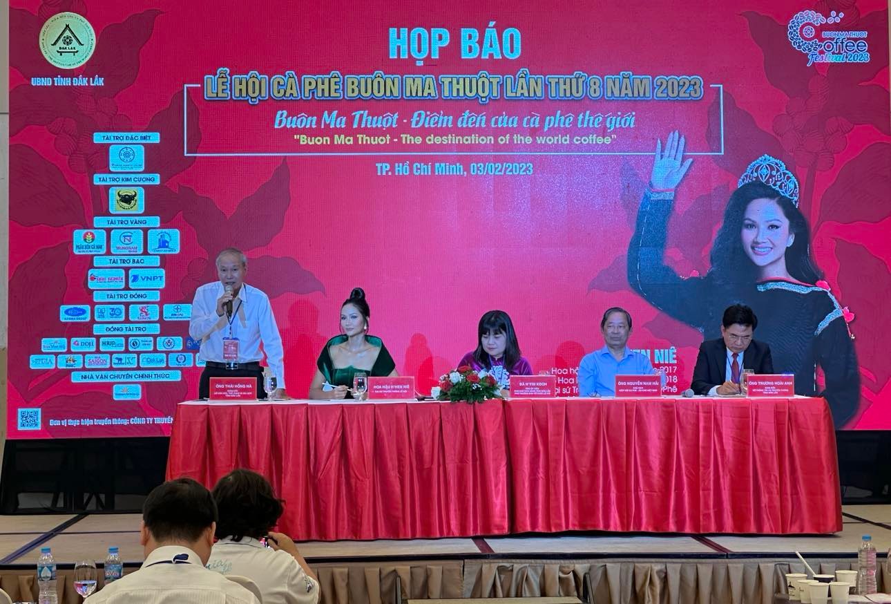 Họp báo Lễ hội Cà phê Buôn Ma Thuột lần thứ 8 năm 2023 sáng 3/2/2023 tại TP.HCM. 