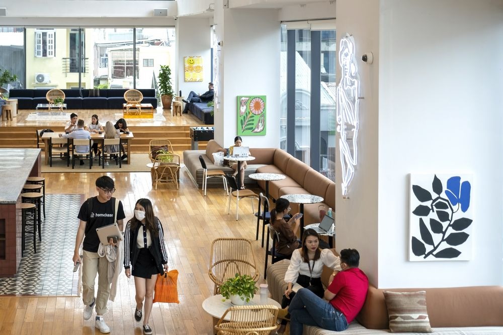Nhân viên của nhiều công ty khác nhau tại không gian làm việc chung Sentry. Nhiếp ảnh gia: Maika Elan/Bloomberg