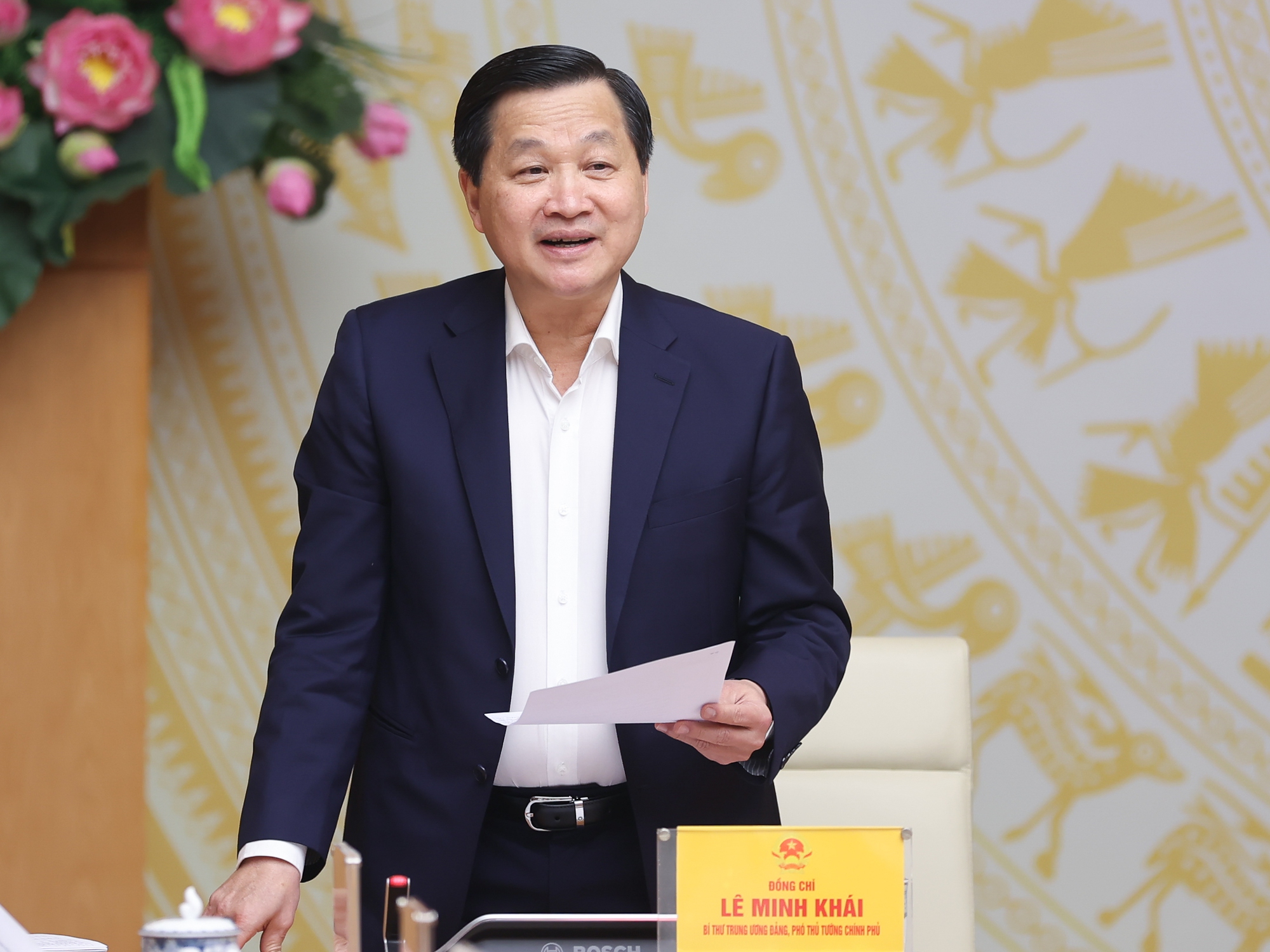 Phó Thủ tướng Lê Minh Khái phát biểu tại Hội nghị - Ảnh: VGP