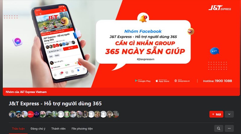 Nhóm chính thức “J&T Express - Hỗ trợ người dùng 365”.