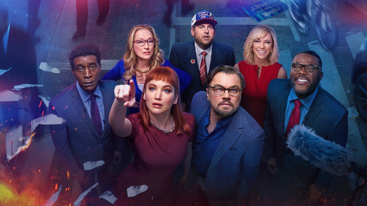 Nữ diễn vi&ecirc;n Jennifer Lawrence v&agrave; Leonardo DiCaprio trong bộ phim h&agrave;i&nbsp;Don't Look Up.