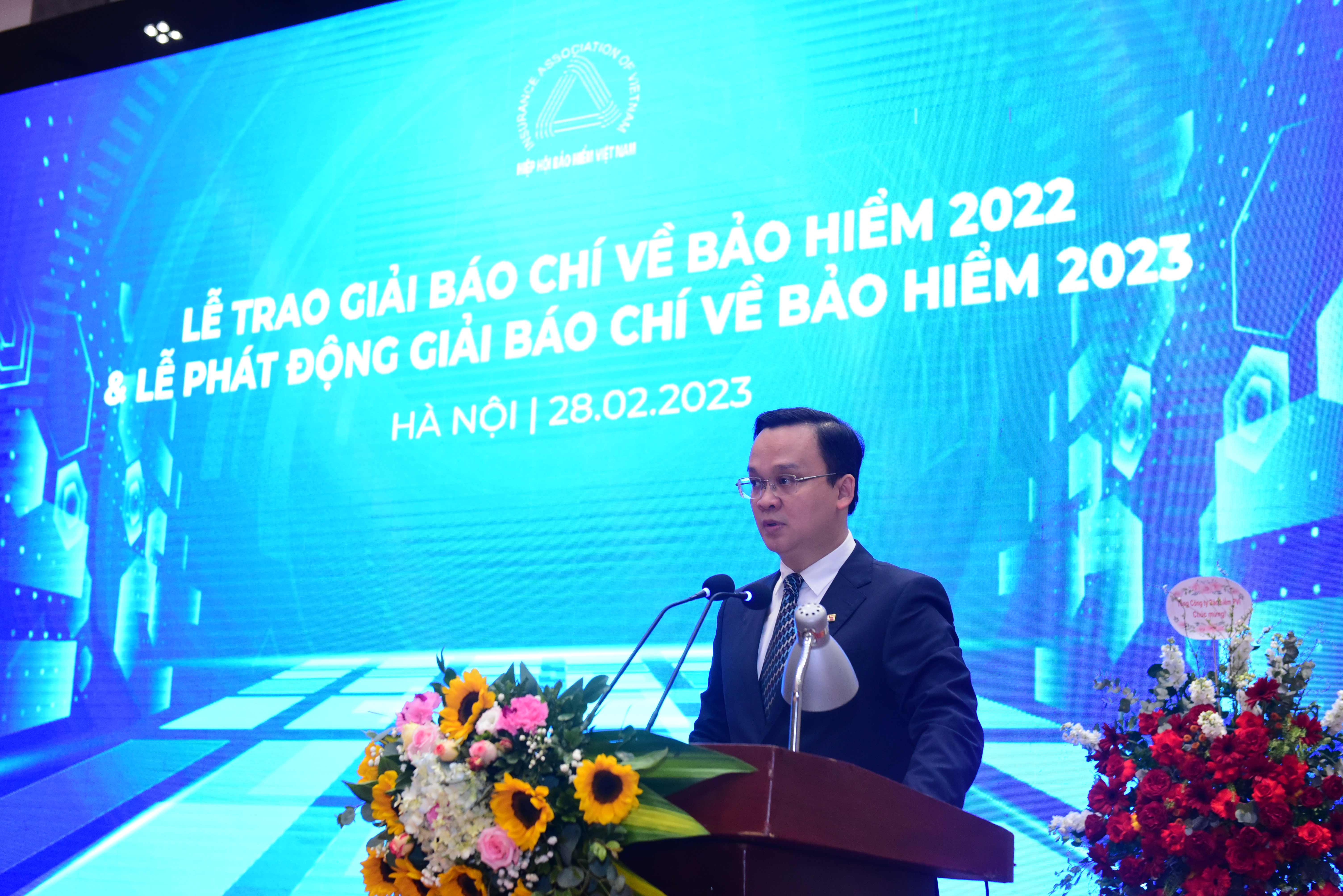 Ông Nguyễn Anh Tuấn, Phó Chủ tịch Hiệp hội Bảo hiểm Việt Nam phát biểu tại buổi lễ.