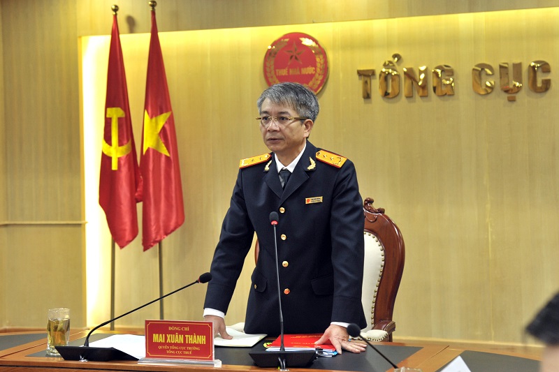 Quyền Tổng cục trưởng Tổng cục Thuế Mai Xuân Thành phát biểu tại hội nghị.