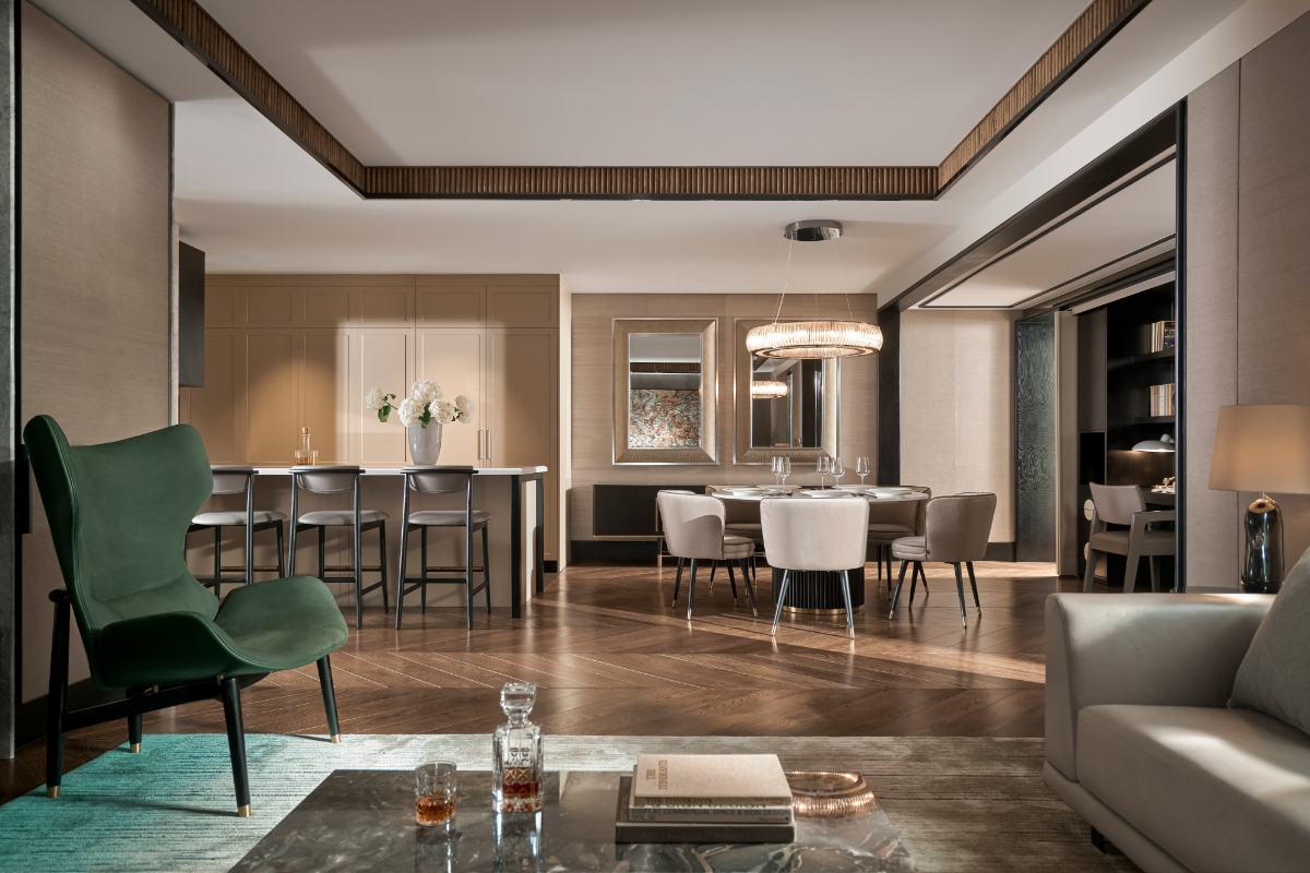 Phòng khách của căn hộ mẫu The Ritz-Carlton Residences, Hanoi. Ảnh: Masterise Homes.
