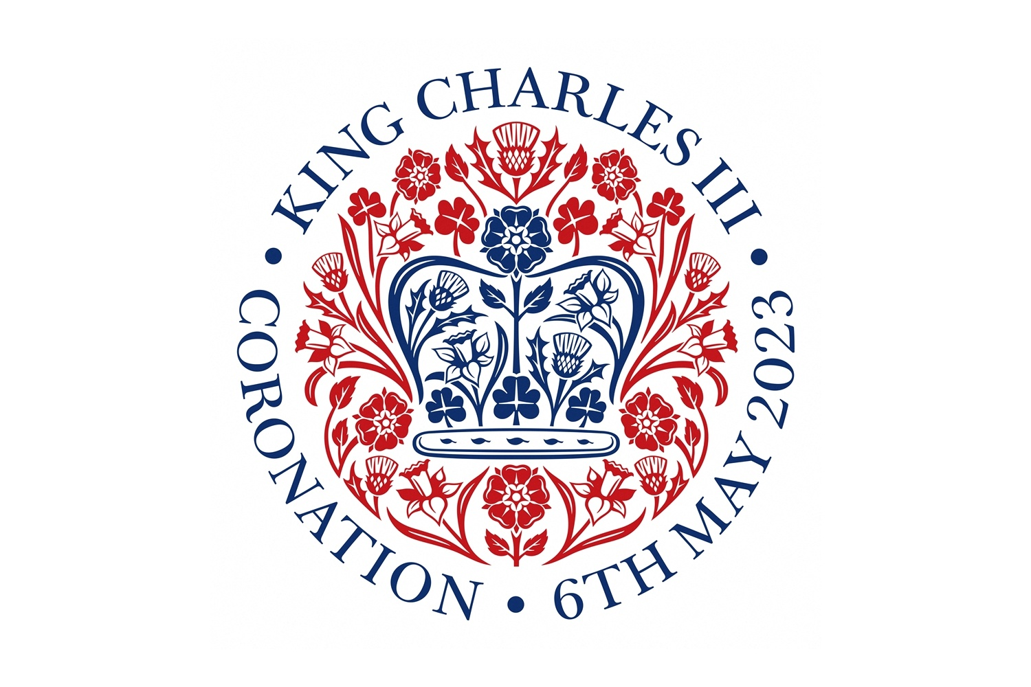 H&igrave;nh vẽ&nbsp;tr&ecirc;n huy hiệu ch&iacute;nh thức của Vua Charles III sử dụng c&aacute;c m&agrave;u đỏ, trắng v&agrave; xanh lam c&oacute; tr&ecirc;n cờ li&ecirc;n hiệp.