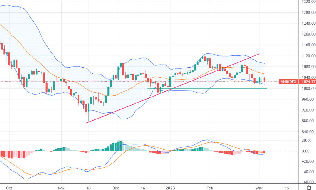 VN-Index và chỉ báo kỹ thuật MACD.