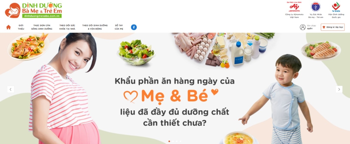 Chương trình Dinh dưỡng Bà mẹ và Trẻ em được cung cấp tại website www.dinhduongmevabe.com.vn.