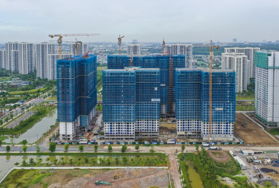 Tiến độ của LUMI&Egrave;RE Boulevard cập nhật cuối th&aacute;ng 2. Ảnh: Masterise Homes.