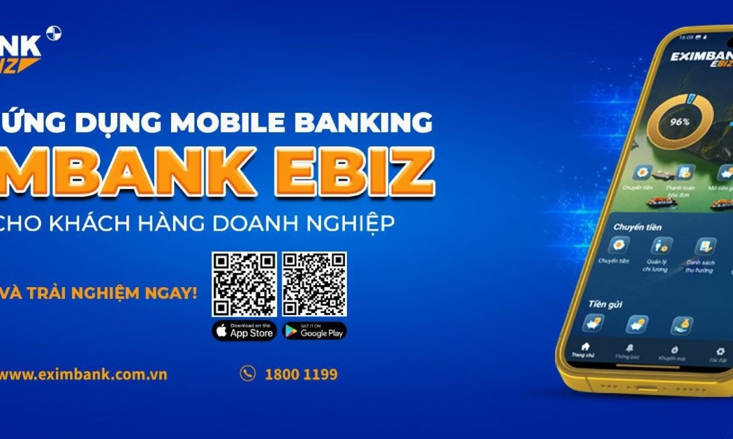 Ứng dụng Mobile Banking Eximbank Ebiz giúp khách hàng dễ dàng phê duyệt các giao dịch và quản lý tài chính mọi lúc mọi nơi.