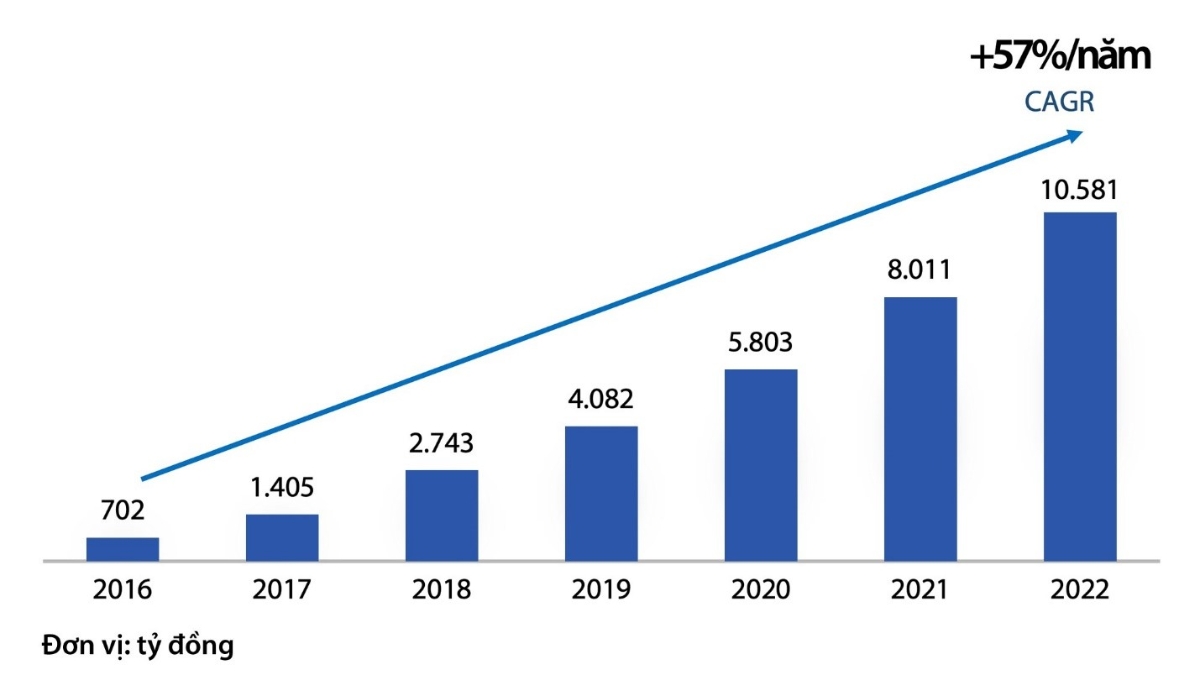 Tăng trưởng lợi nhuận h&agrave;ng năm, 2016-2022. Nguồn: BCTC, 2016-2022.