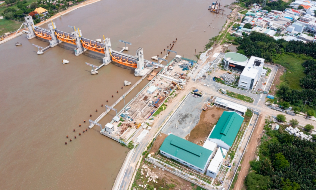 Công trình cống Mương Chuối hiện đã hoàn thành hơn 93% tổng khối lượng.