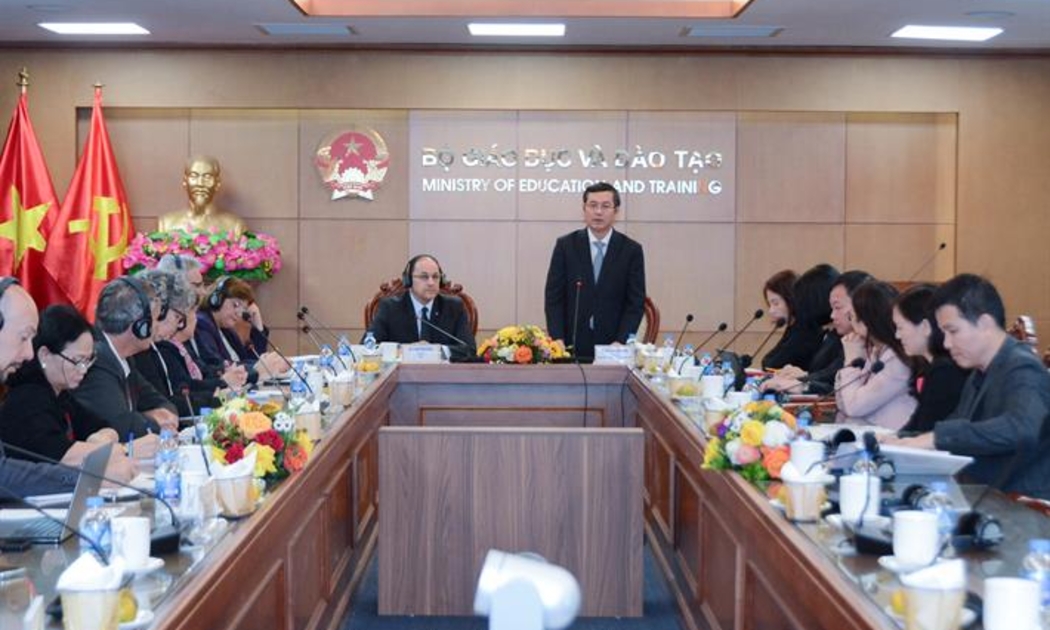 Thứ trưởng Nguyễn Văn Phúc phát biểu tại hội thảo. Ảnh: Bộ Giáo dục và Đào tạo.