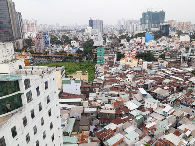 Toàn cảnh khu Mả Lạng, tức tứ giác Nguyễn Cư Trinh - Trần Đình Xu - Cống Quỳnh - Nguyễn Trãi (phường Nguyễn Cư Trinh, Q.1) nhìn từ trên cao.