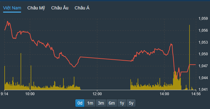 VN-Index không có nổi một nhịp phục hồi đáng kể nào chiều nay mà chỉ giảm sâu thêm.