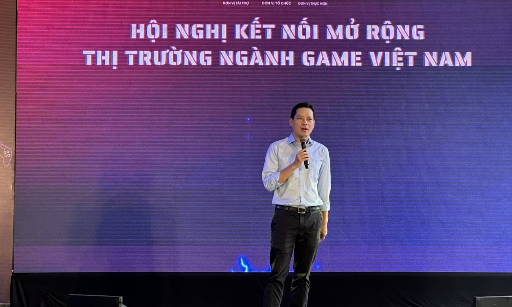 Ông Lê Quang Tự Do, Cục trưởng Cục Phát thanh, Truyền hình và Thông tin điện tử tại hội nghị Kết nối mở rộng thị trường ngành game Việt Nam sáng 18/3. 
