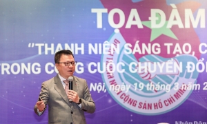 Ông Lê Quốc Minh, Ủy viên Trung ương Đảng, Tổng Biên tập báo Nhân dân, Phó Trưởng ban Tuyên giáo Trung ương, Chủ tịch Hội Nhà báo Việt Nam, phát biểu tại Tọa đàm. Ảnh: Nhandan.vn