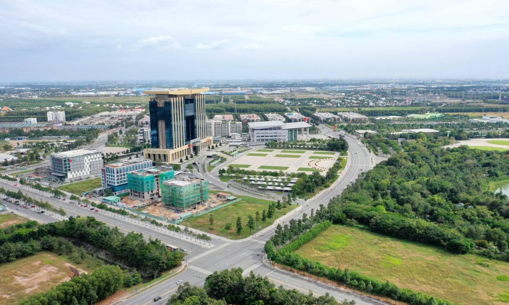 Khu vực trung tâm thành phố mới Bình Dương đang phát triển sôi động.