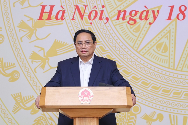 Prime Minister Pham Minh Chinh addressing the conference. Photo: VGP