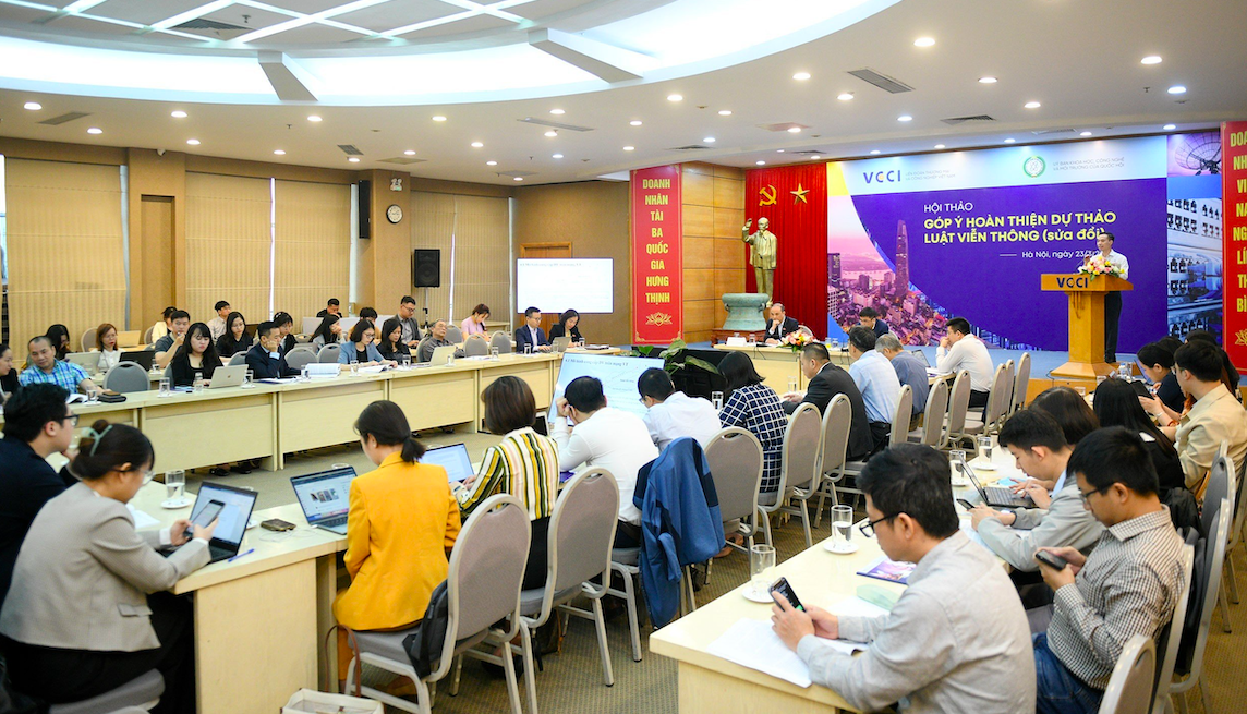 Hội thảo lấy ý kiến của các doanh nghiệp trong và ngoài nước về Dự thảo Luật Viễn thông (sửa đổi) sáng 23/3/2023.