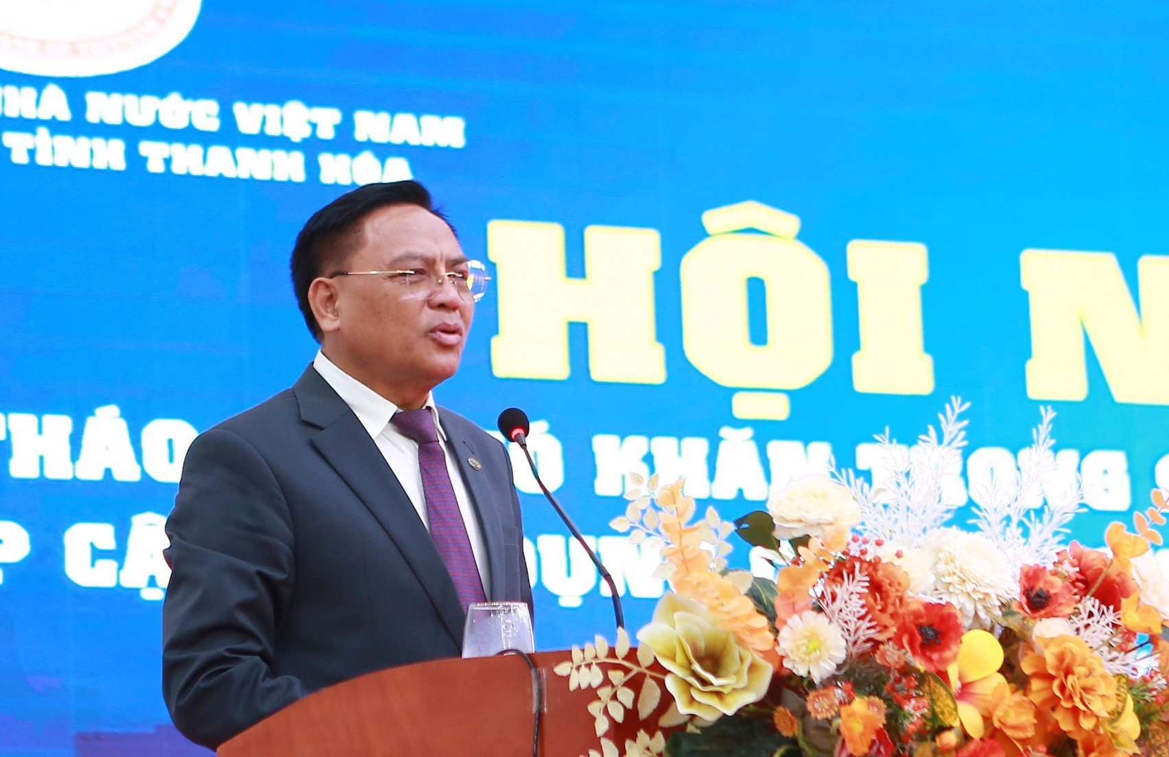 Ông Cao Tiến Đoan, Chủ tịch Hiệp hội doanh nghiệp Thanh Hóa phát biểu tại Hội nghị