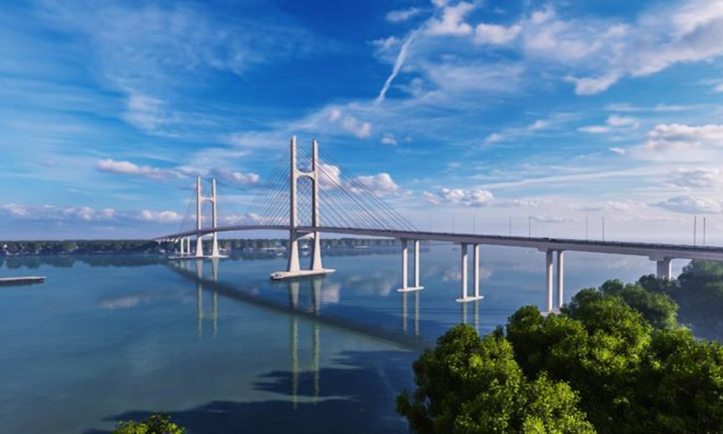 Phối cảnh thiết kế cầu Rạch Miễu 2. Ảnh: Ban quản lý Dự án Mỹ Thuận.