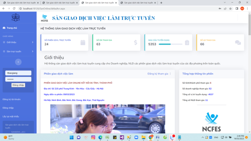 First online job transaction floor connecting all 63 localities opens