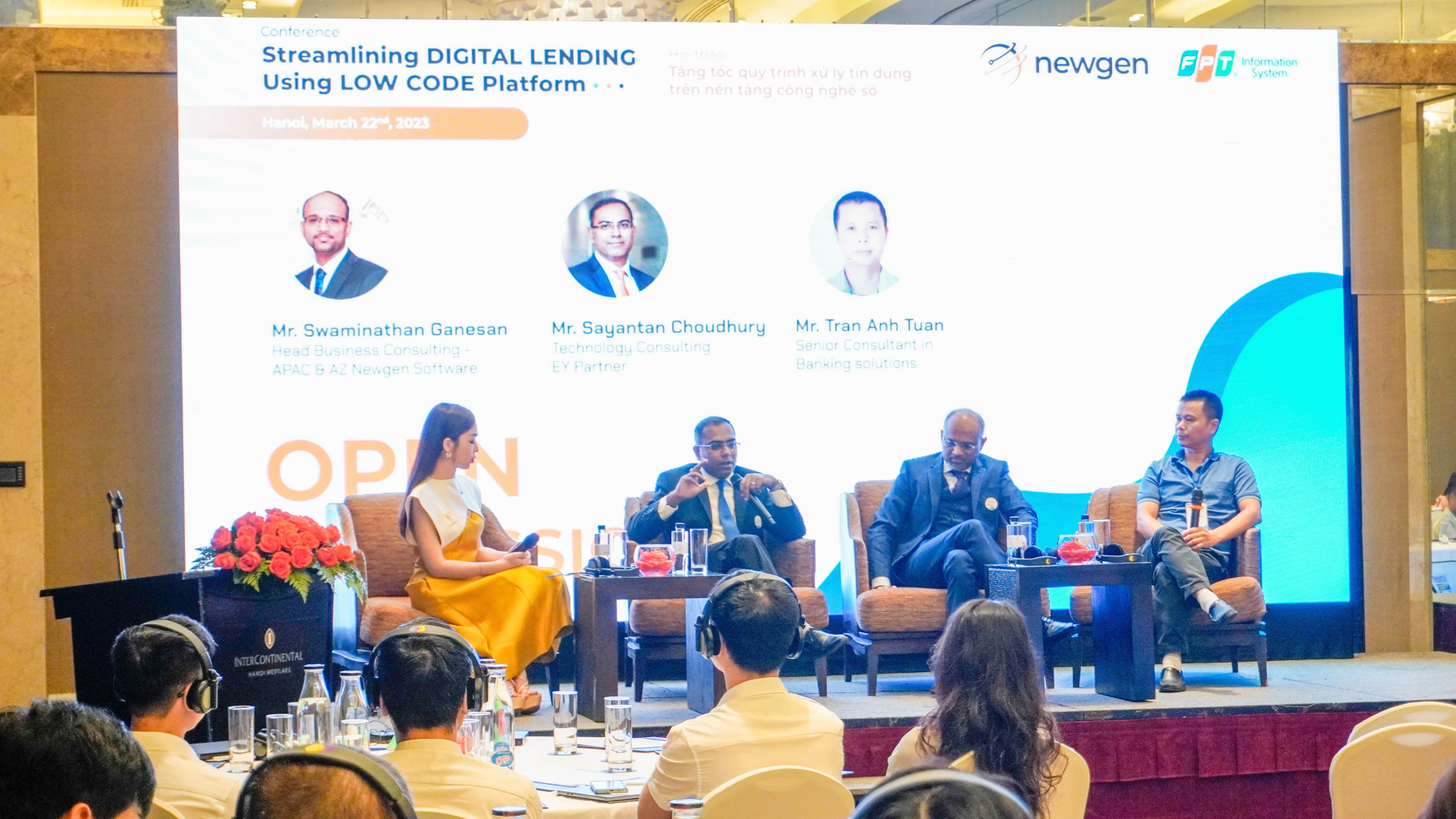 Các chuyên gia từ FPT IS và Newgen thảo luận, tháo gỡ vướng mắc của doanh nghiệp trong quá trình số hóa quy trình cho vay.