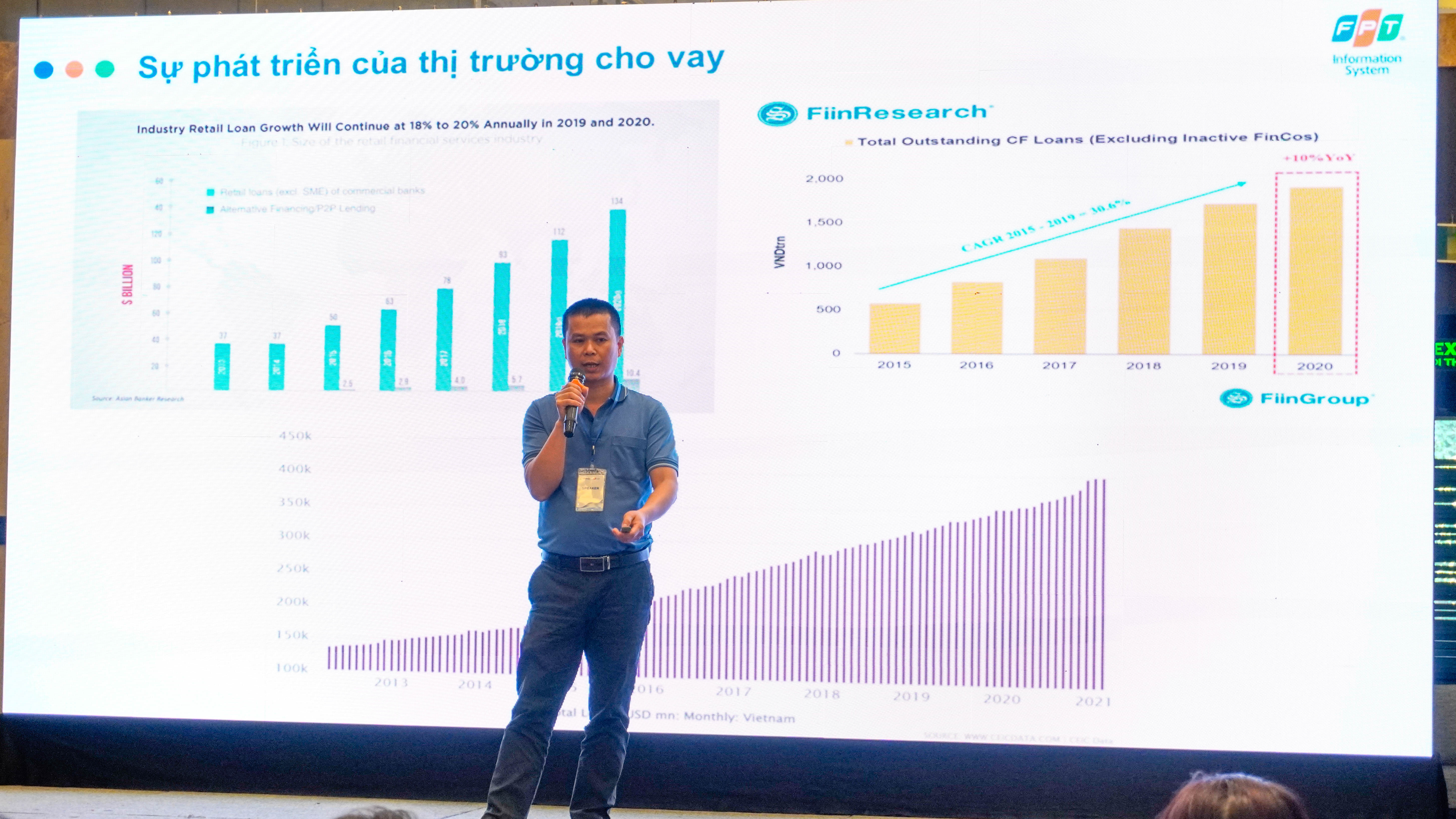 Ông Trần Anh Tuấn - Chuyên gia tư vấn cấp cao Khối Tài chính - Ngân hàng, FPT IS - đưa ra nhiều đề xuất áp dụng giải pháp công nghệ trong giao dịch cho vay.