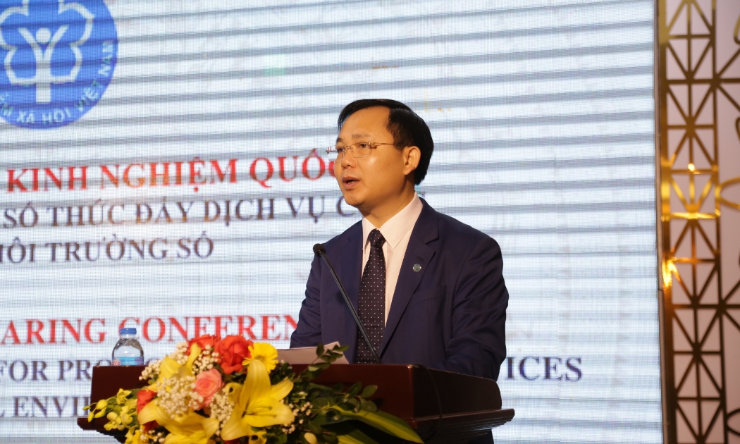 Phó Tổng Giám đốc Bảo hiểm xã hội Việt Nam Chu Mạnh Sinh chia sẻ tại hội thảo. Ảnh - BHXH Việt Nam.