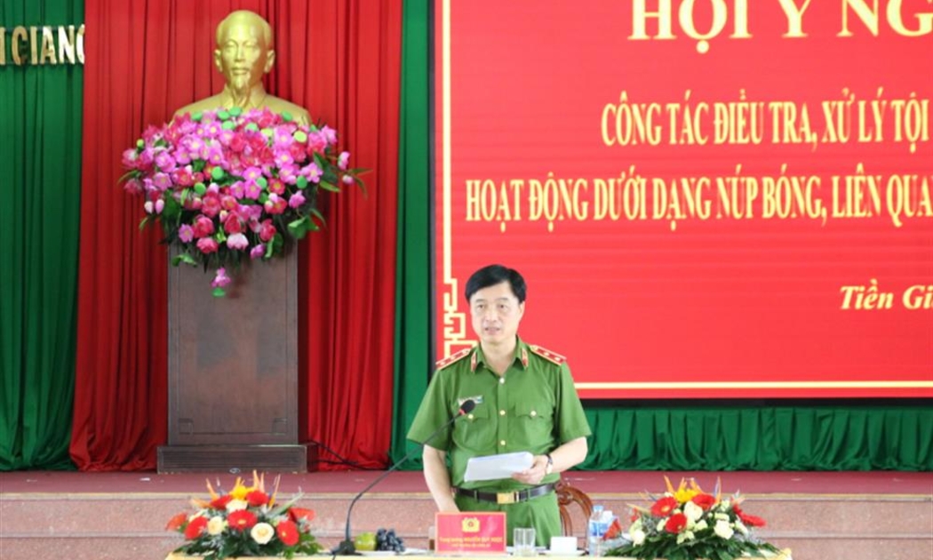 Thứ trưởng Nguyễn Duy Ngọc chủ trì Hội nghị. Ảnh: Cổng thông tin Bộ Công an.