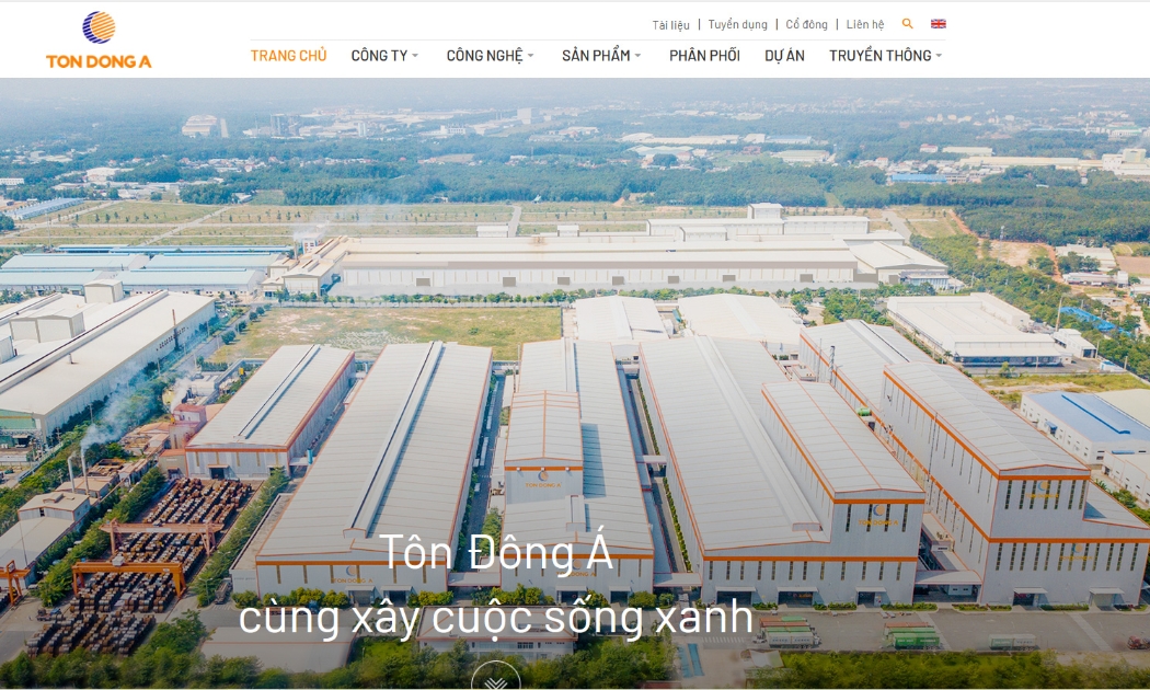 Trang web Công ty Cổ phần Tôn Đông Á.
