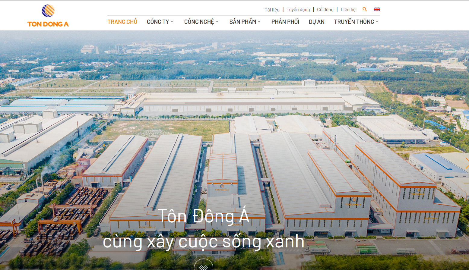 Trang web Công ty Cổ phần Tôn Đông Á.