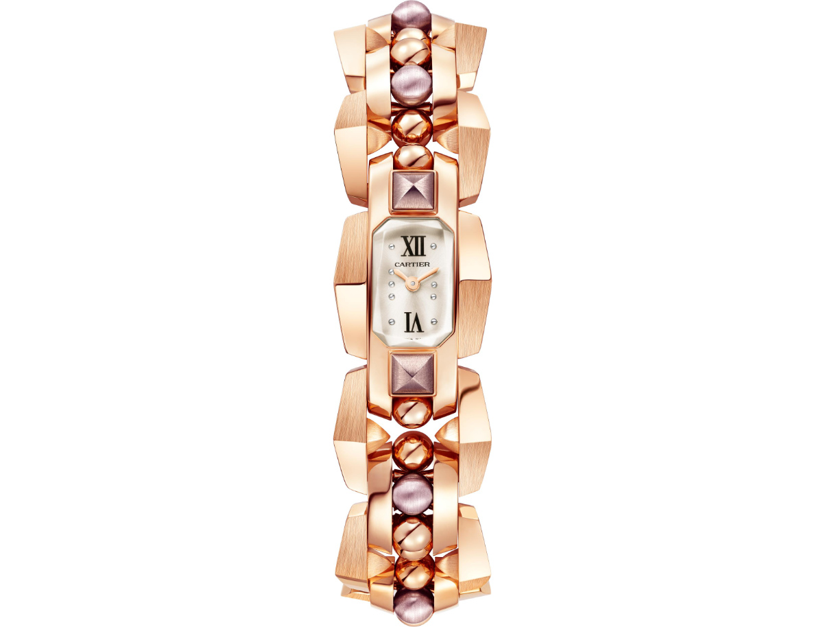 Đồng hồ Clash [Un]limited phiên bản mới của Cartier được tô điểm bằng những viên bi bằng vàng tím.