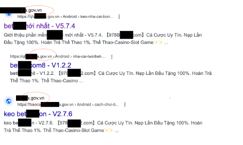 Bùng phát các quảng cáo website cờ bạc núp bóng link “chính chủ” .gov.vn