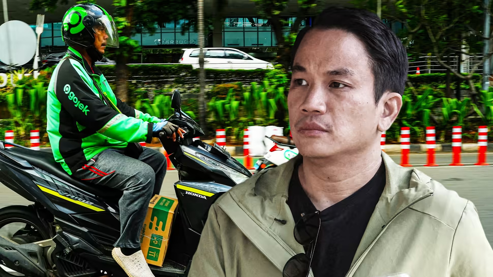 GoTo và CEO Andre Soelistyo, đang vật lộn để siêu ứng dụng và công ty thương mại điện tử này có lãi. (Nguồn ảnh Getty và Reuters)