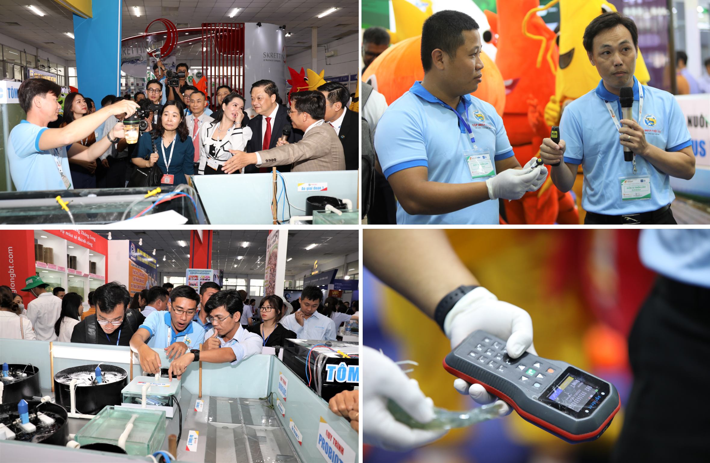 Các công nghệ vượt trội trong từng mảng của chuỗi khép kín ngành tôm được giới thiệu đến đông đảo quan khách tại hội chợ triển lãm Vietshrimp.