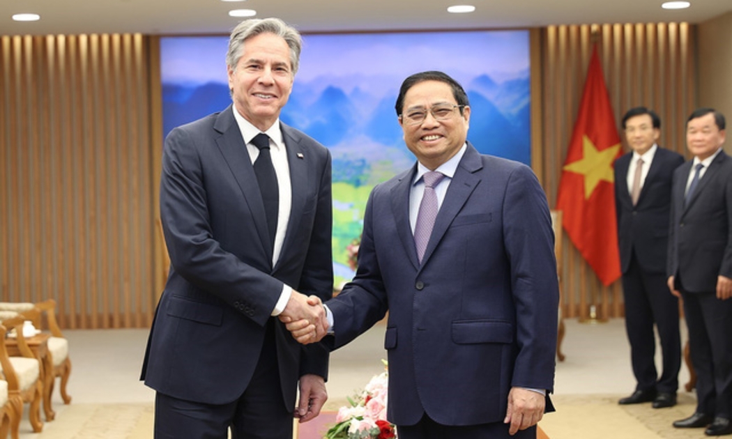 Thủ tướng Phạm Minh Chính và Ngoại trưởng Mỹ Antony Blinken - Ảnh: TTXVN