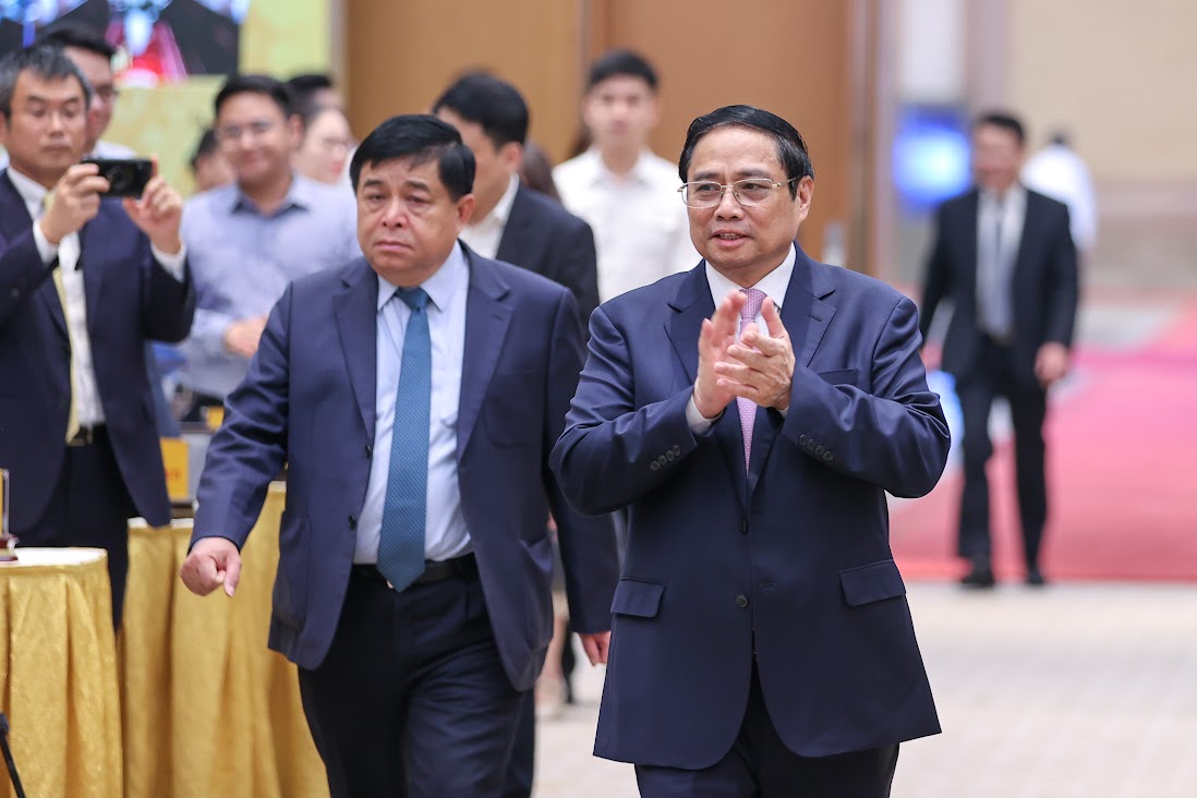 Thủ tướng Phạm Minh Chính tới dự Hội nghị công bố và triển khai quy hoạch tổng thể quốc gia thời kỳ 2021-2030 tầm nhìn đến 2050 - Ảnh: VGP