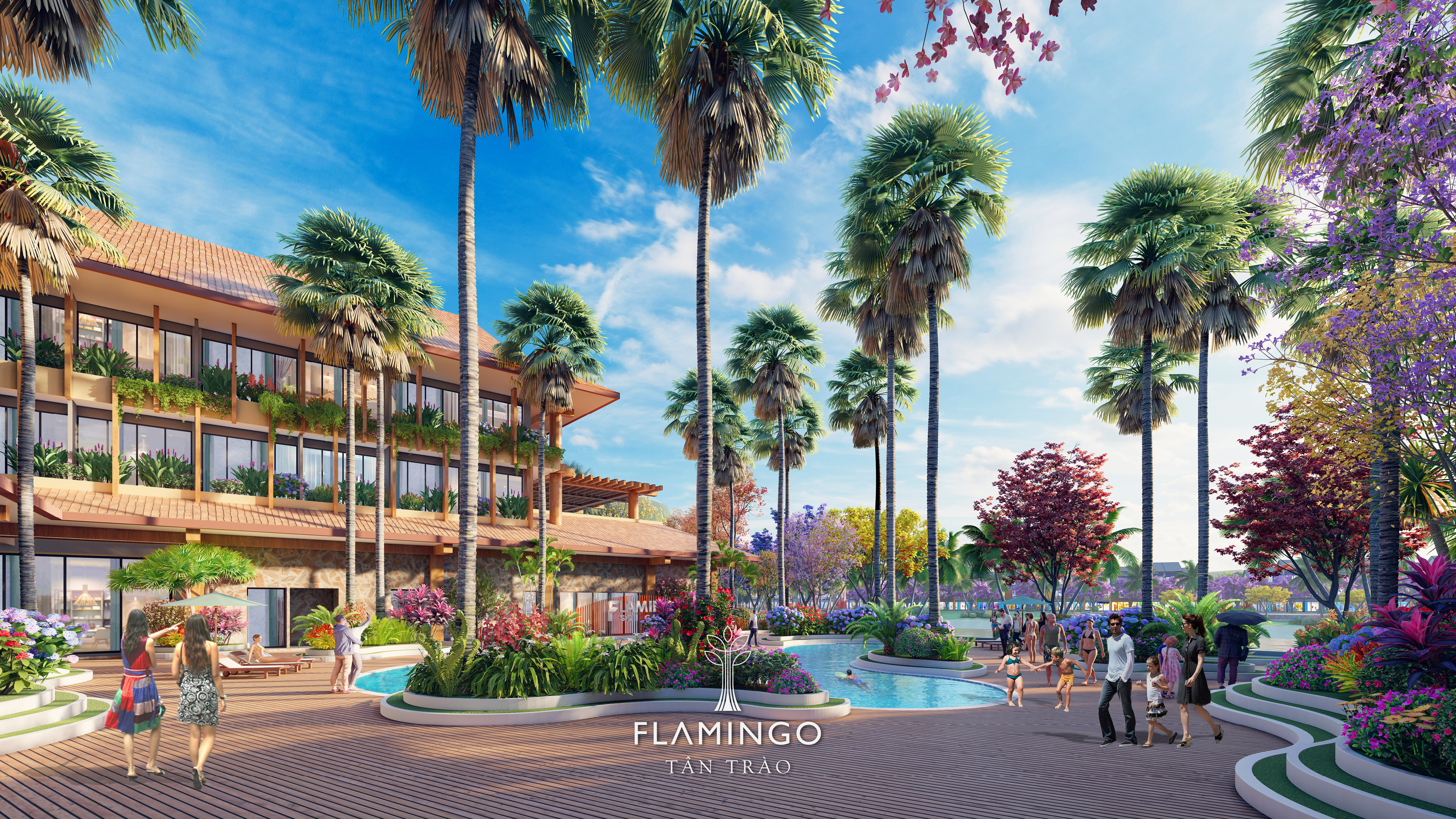 Kh&aacute;ch sạn Sợi Chỉ Đỏ thổi hồn đương đại v&agrave;o n&eacute;t kiến tr&uacute;c đặc trưng của nh&agrave; s&agrave;n bằng những &ocirc; cửa k&iacute;nh tho&aacute;ng rộng v&agrave; bể bơi đậm chất nghỉ dưỡng.