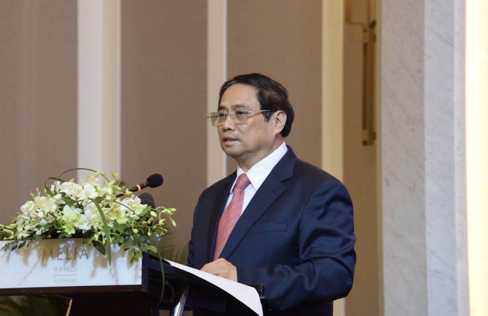 Thủ tướng Phạm Minh Chính: "Chính phủ Việt Nam cam kết sẽ tiếp tục hợp tác chặt chẽ với Chính phủ Séc, tăng cường chia sẻ kinh nghiệm trong những lĩnh vực hai nước cùng có tiềm năng và lợi ích". 