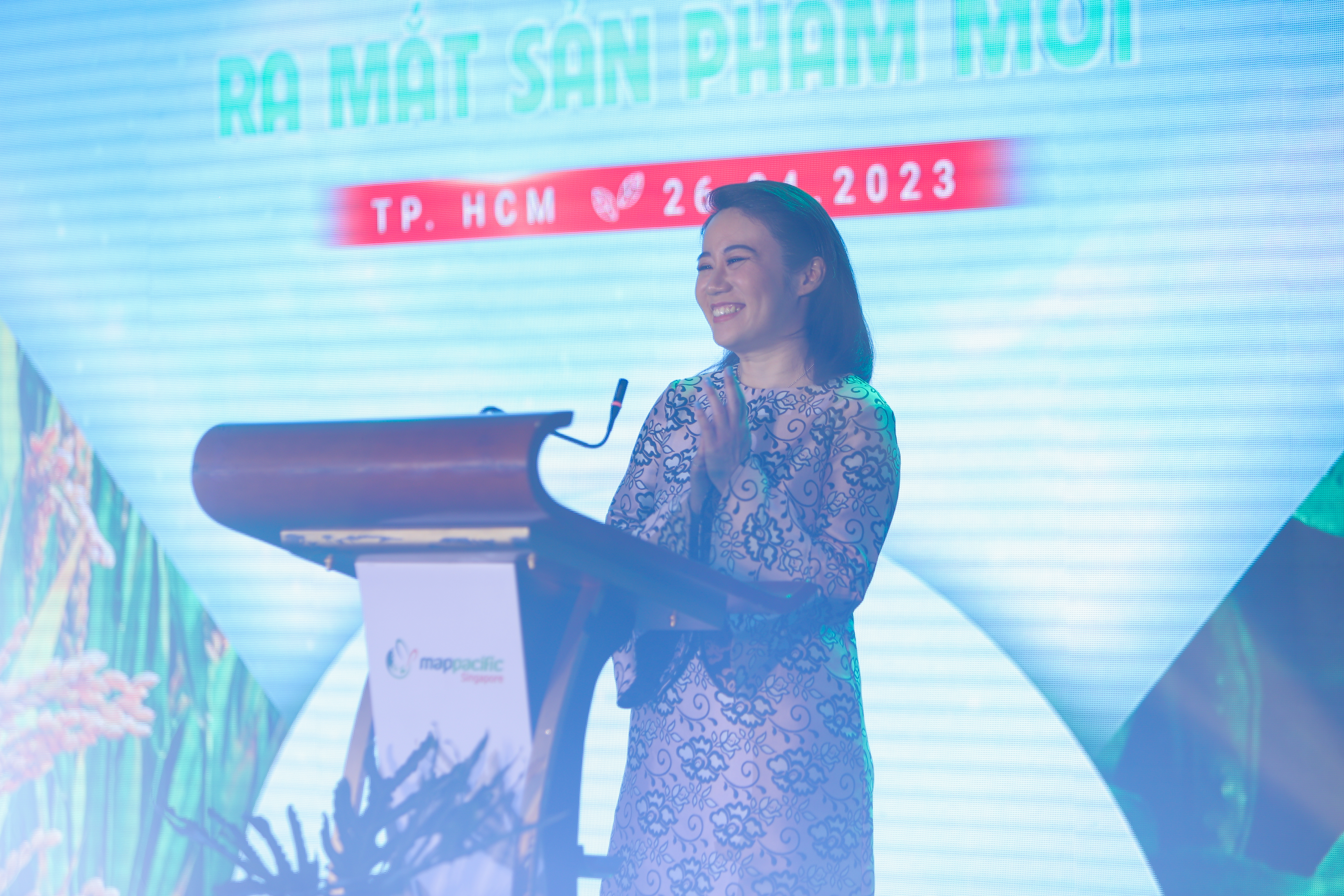 Bà Chan Yi Xuan - Phó Tổng giám đốc Công ty TNHH Map Pacific Singapore phát biểu tại sự kiện.