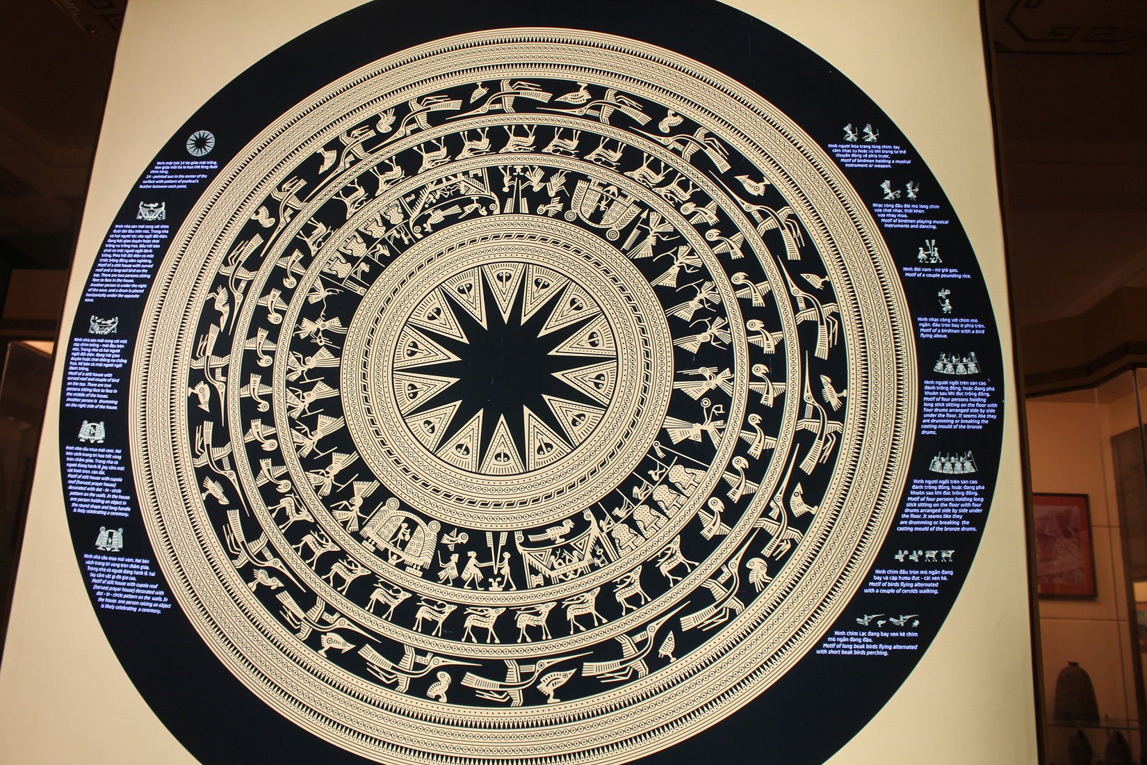 Bản vẽ hoa văn tr&ecirc;n mặt trống đồng Ngọc Lũ